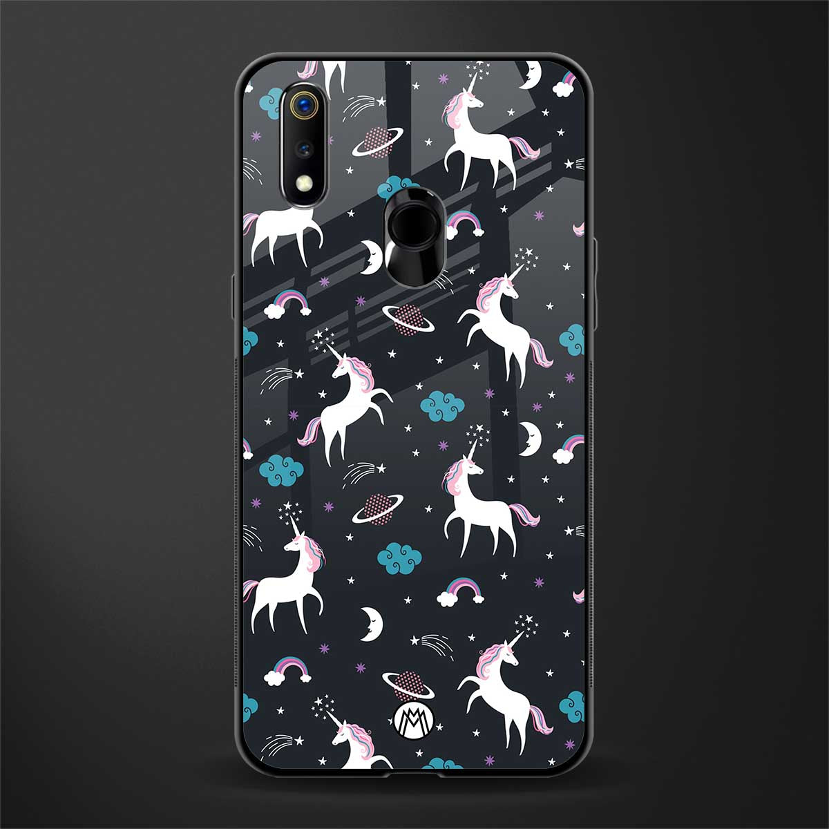 spatial unicorn galaxy glass case for realme 3 pro image