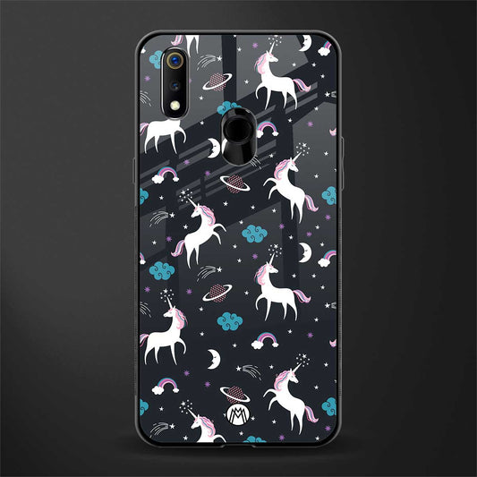 spatial unicorn galaxy glass case for realme 3i image