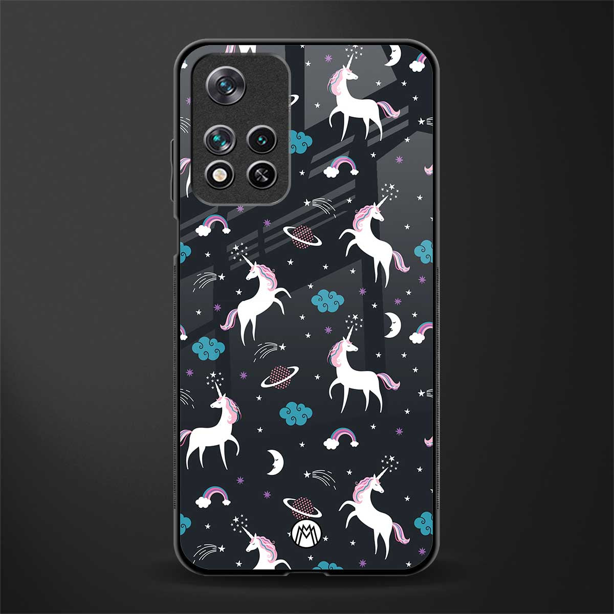 spatial unicorn galaxy glass case for poco m4 pro 5g image