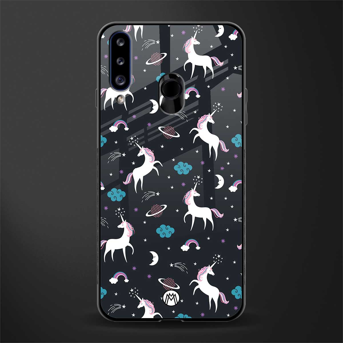 spatial unicorn galaxy glass case for samsung galaxy a20s image