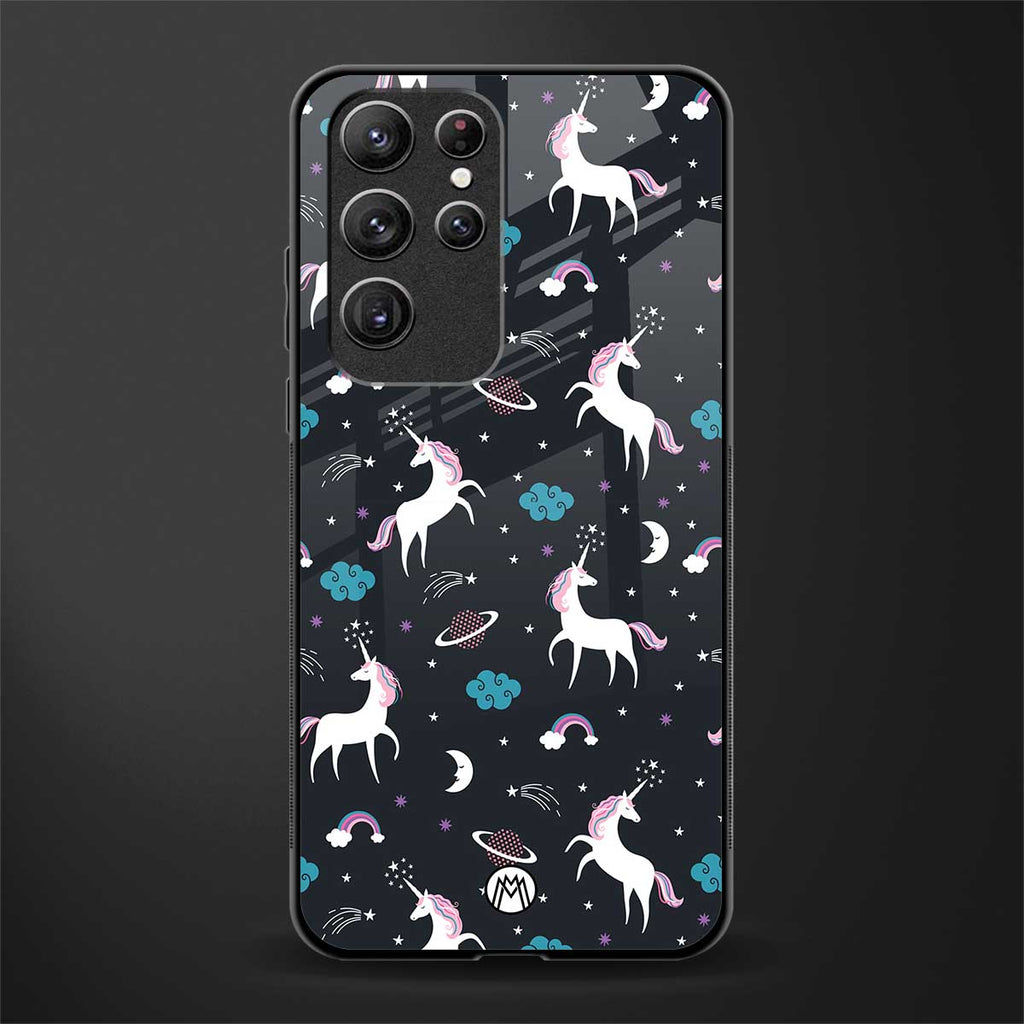 spatial unicorn galaxy glass case for samsung galaxy s21 ultra image