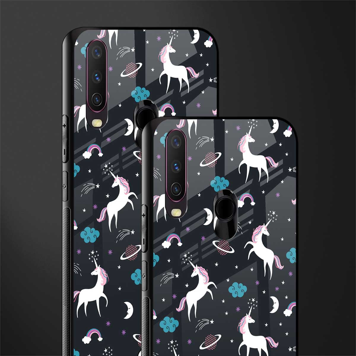 spatial unicorn galaxy glass case for vivo y15 image-2