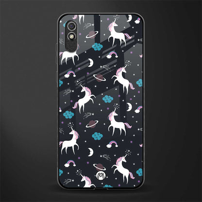 spatial unicorn galaxy glass case for redmi 9a image
