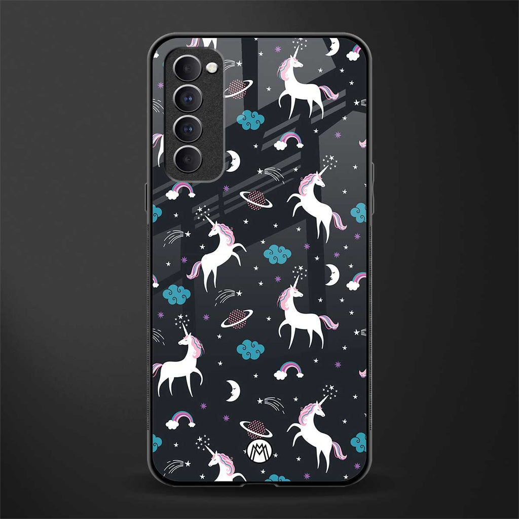 spatial unicorn galaxy glass case for oppo reno 4 pro image