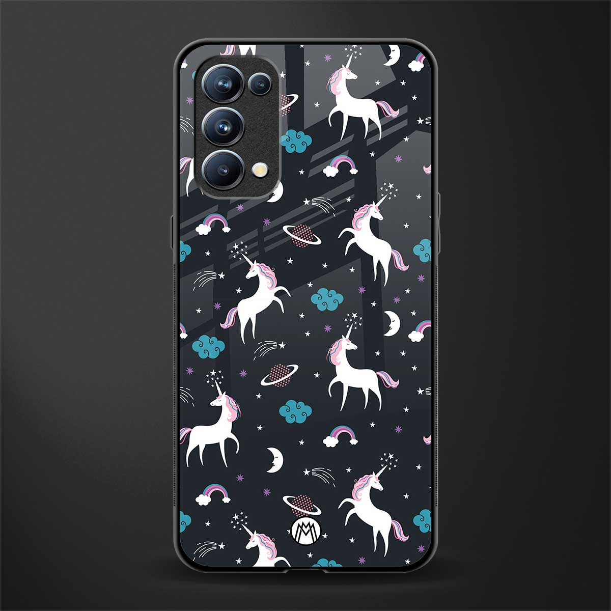 spatial unicorn galaxy glass case for oppo reno 5 pro image