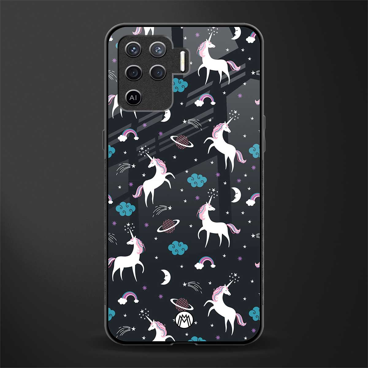 spatial unicorn galaxy glass case for oppo f19 pro image