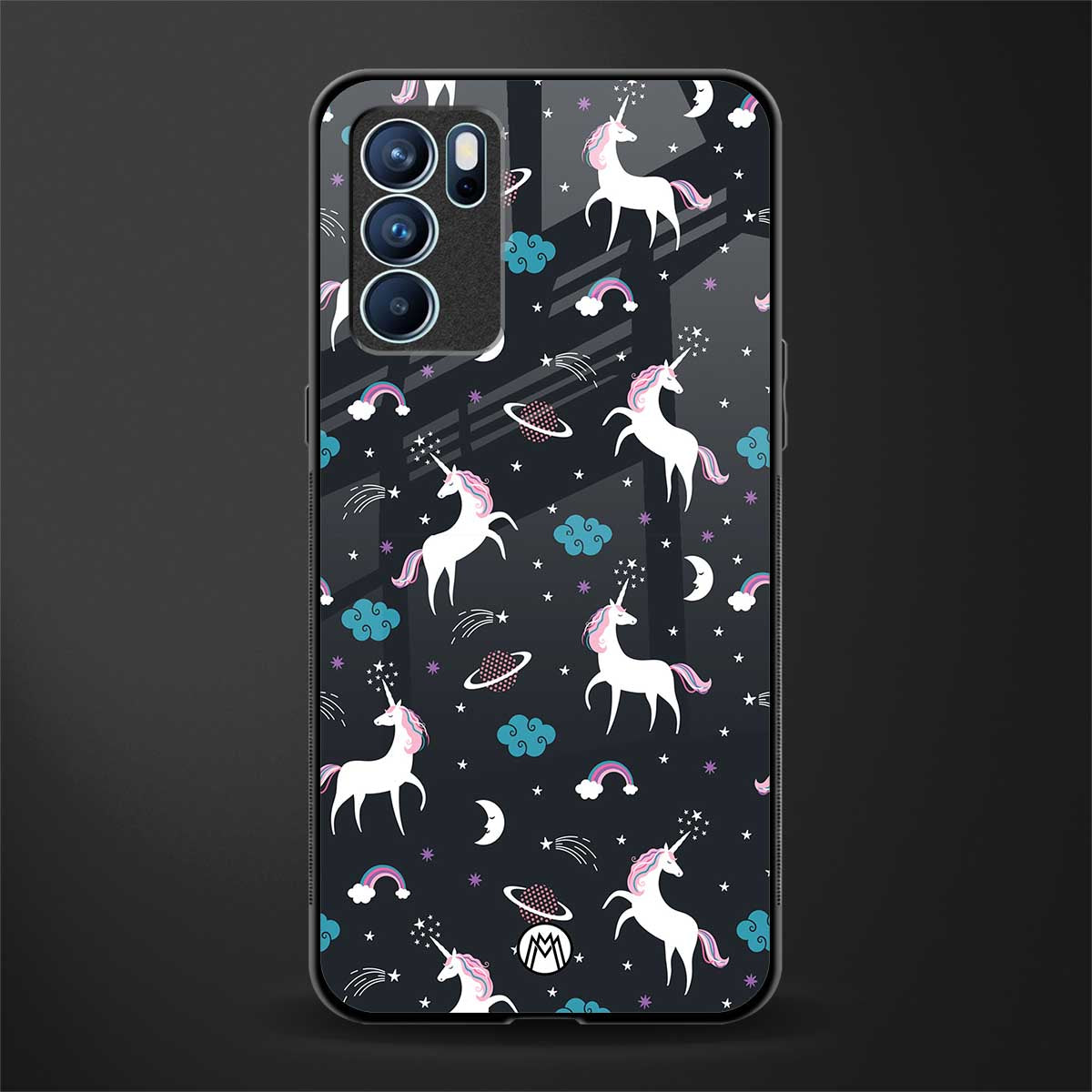 spatial unicorn galaxy glass case for oppo reno6 5g image