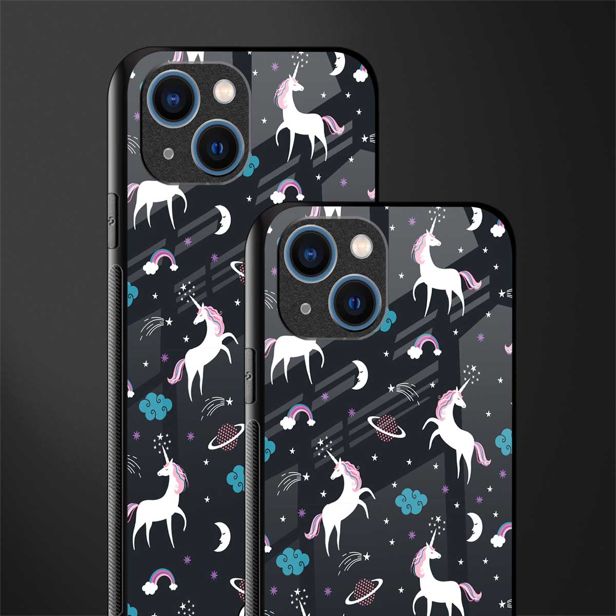spatial unicorn galaxy glass case for iphone 14 plus image-2