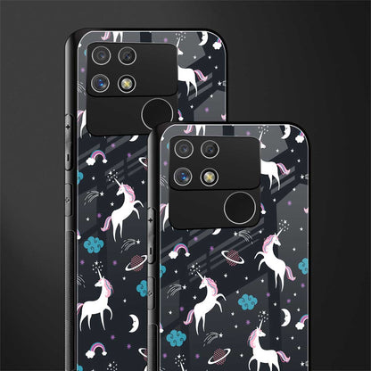 spatial unicorn galaxy back phone cover | glass case for realme narzo 50a