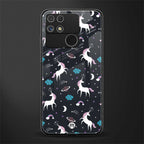 spatial unicorn galaxy back phone cover | glass case for realme narzo 50a