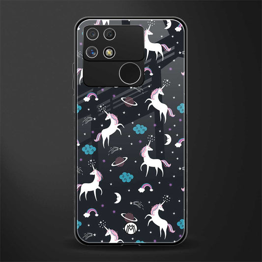 spatial unicorn galaxy back phone cover | glass case for realme narzo 50a