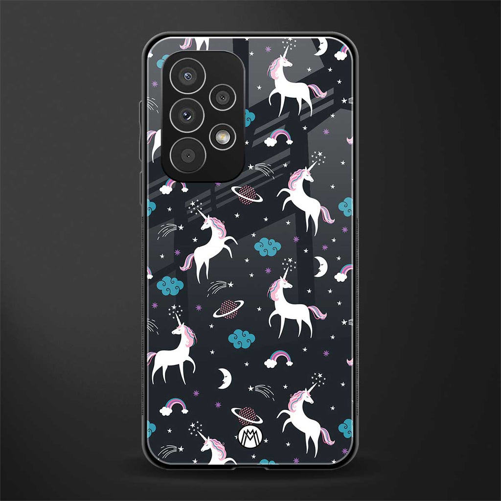 spatial unicorn galaxy back phone cover | glass case for samsung galaxy a73 5g