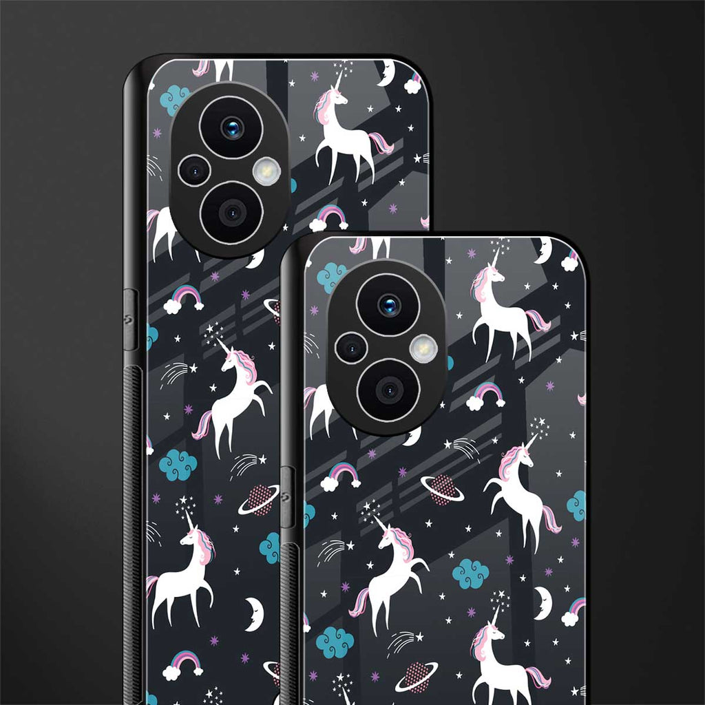 spatial unicorn galaxy back phone cover | glass case for oppo f21 pro 5g