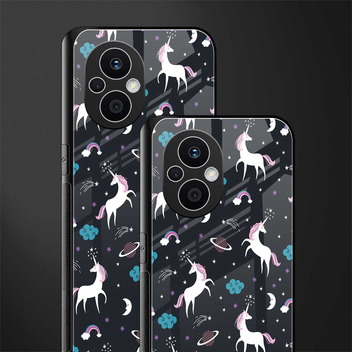 spatial unicorn galaxy back phone cover | glass case for oppo f21 pro 5g