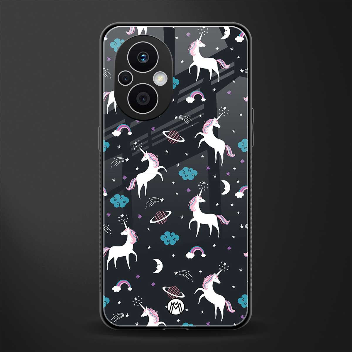spatial unicorn galaxy back phone cover | glass case for oppo f21 pro 5g