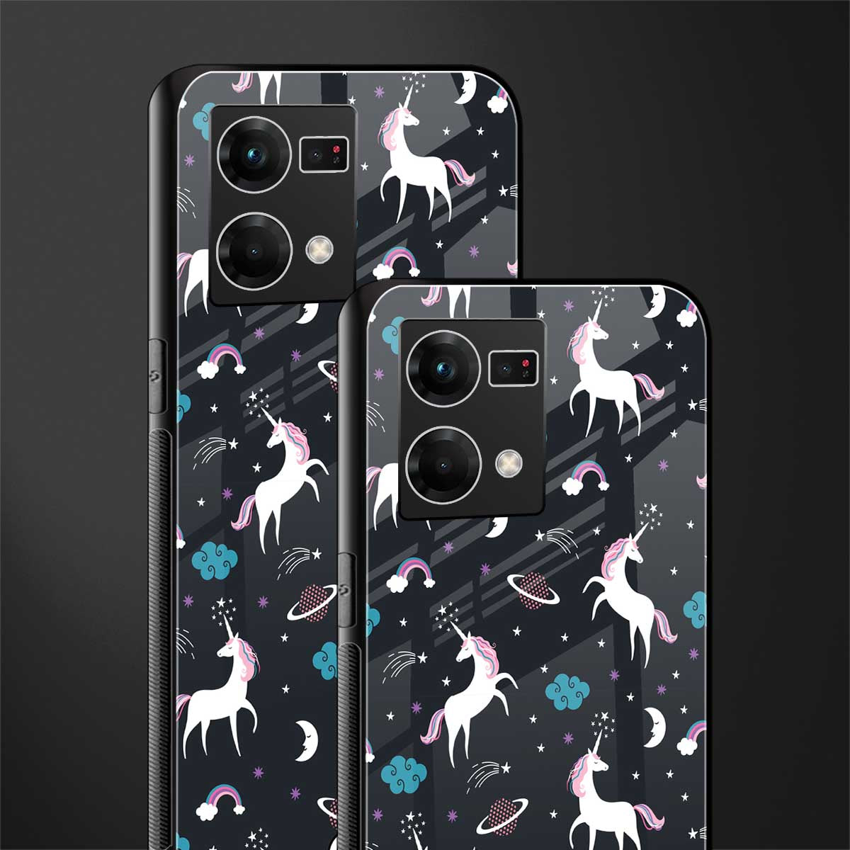 spatial unicorn galaxy back phone cover | glass case for oppo f21 pro 4g