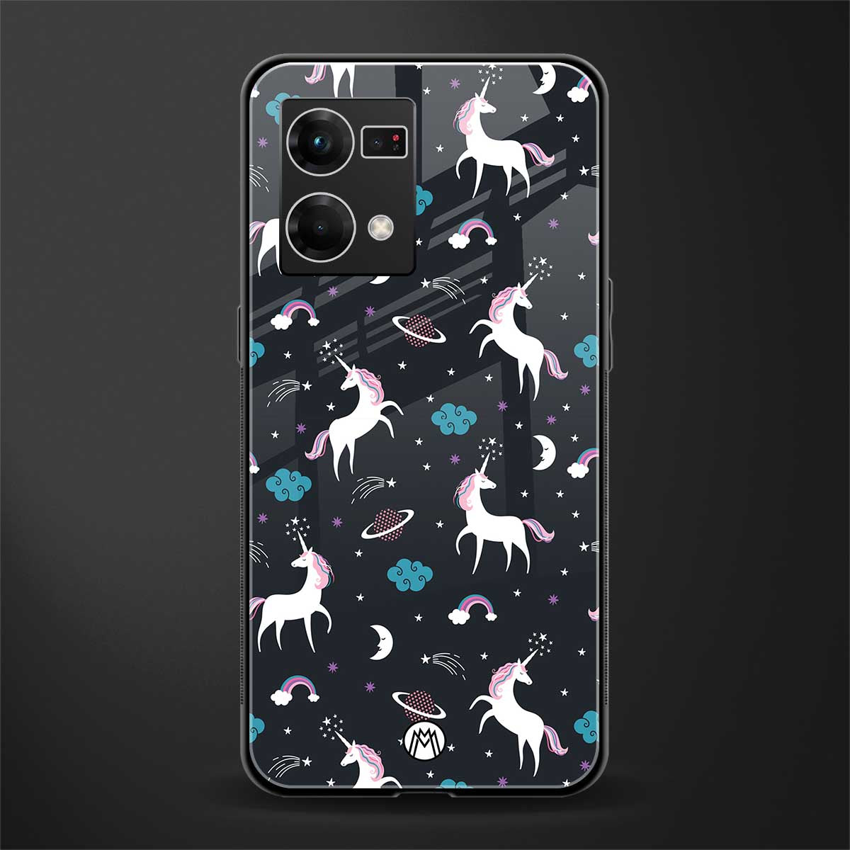 spatial unicorn galaxy back phone cover | glass case for oppo f21 pro 4g