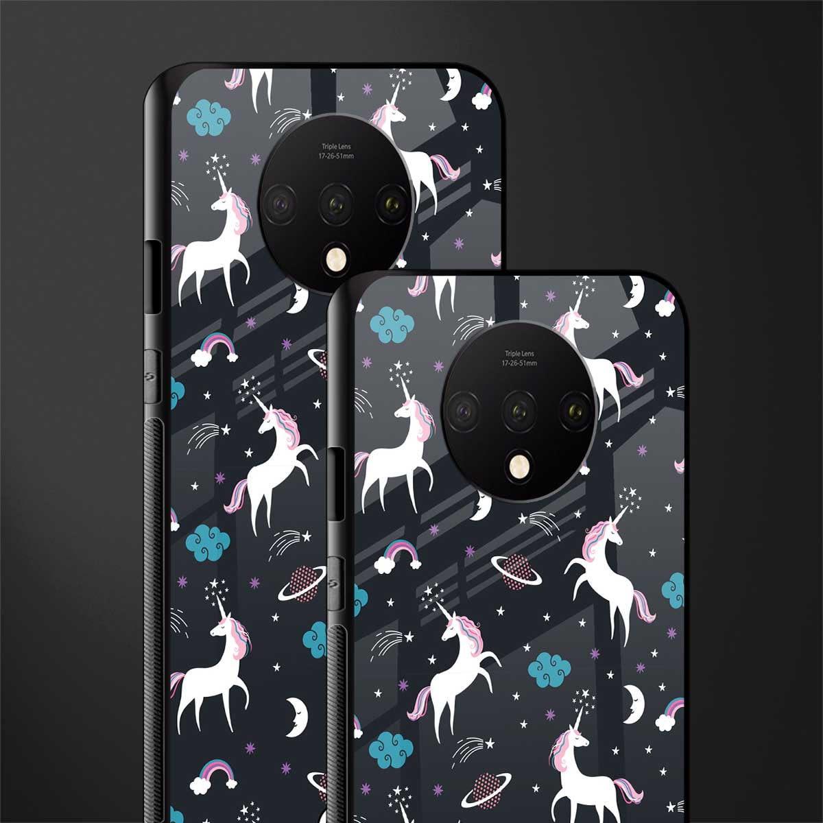 spatial unicorn galaxy glass case for oneplus 7t image-2