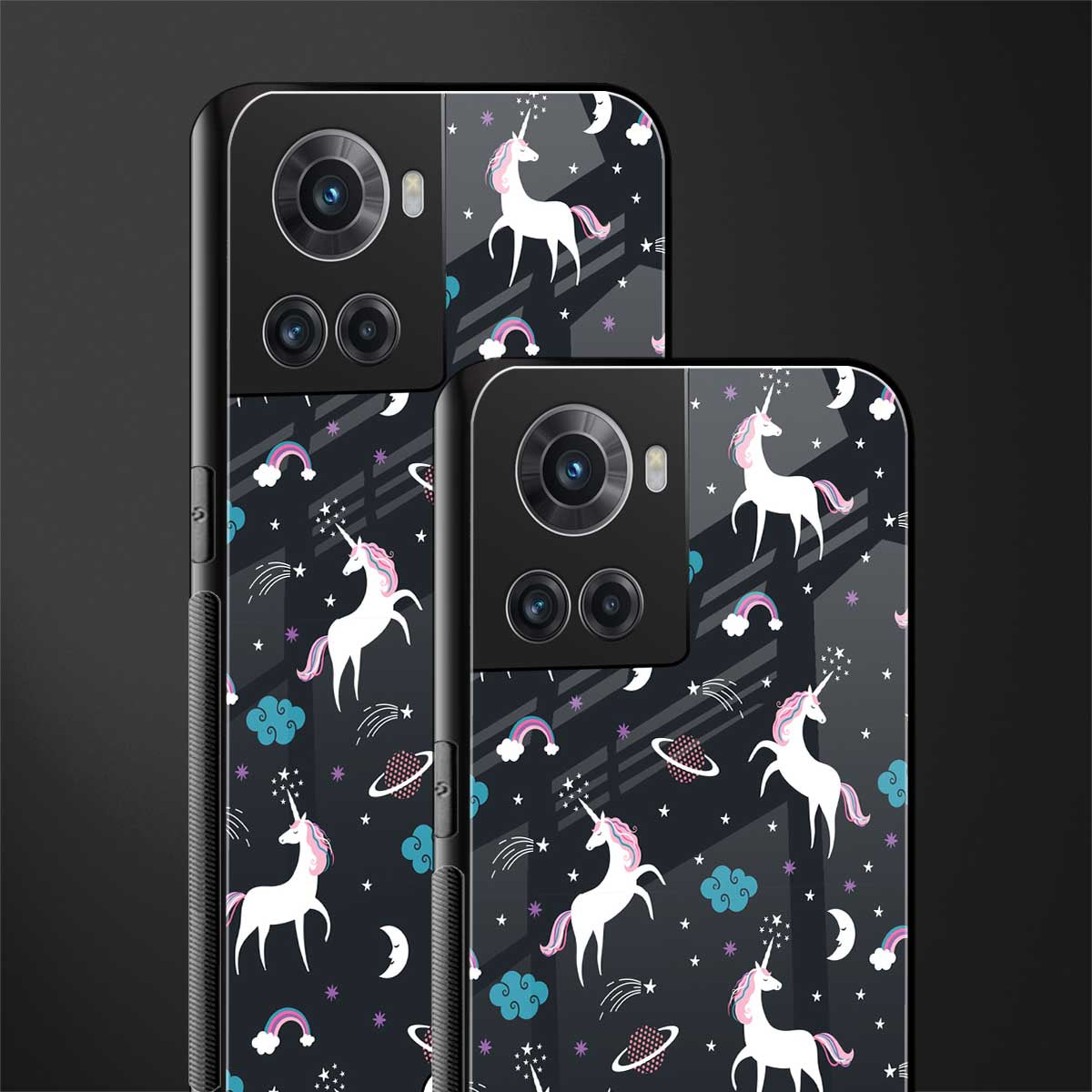 spatial unicorn galaxy back phone cover | glass case for oneplus 10r 5g