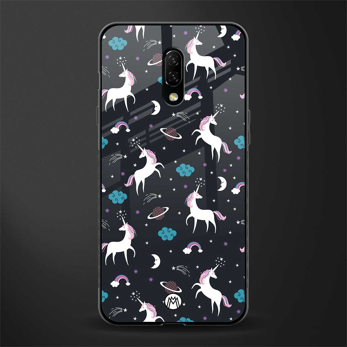 spatial unicorn galaxy glass case for oneplus 7 image