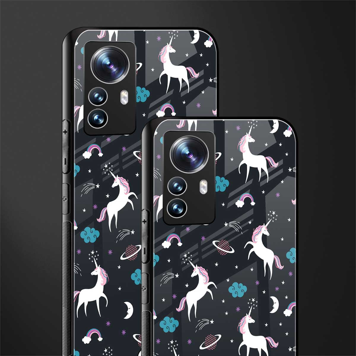 spatial unicorn galaxy back phone cover | glass case for xiaomi 12 pro