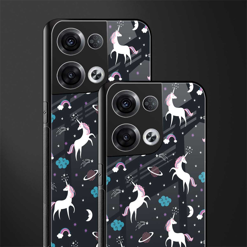 spatial unicorn galaxy back phone cover | glass case for oppo reno 8