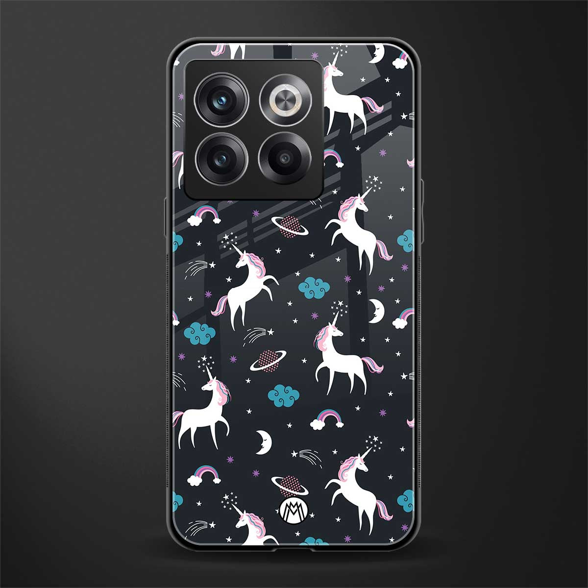 spatial unicorn galaxy back phone cover | glass case for oneplus 10t