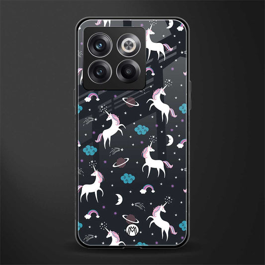 spatial unicorn galaxy back phone cover | glass case for oneplus 10t