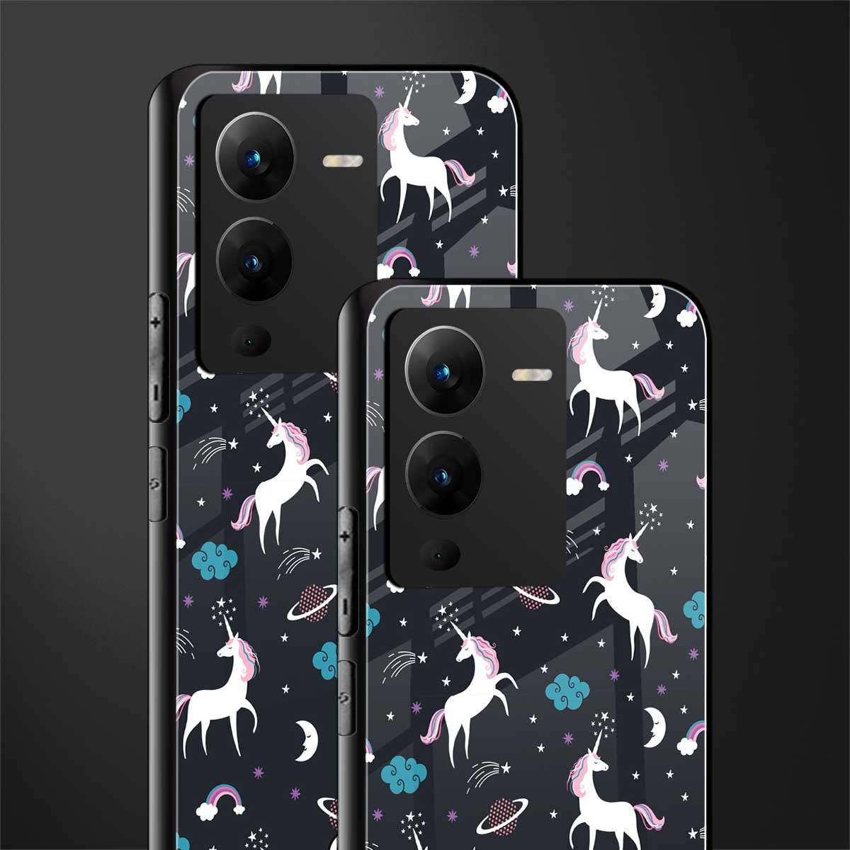 spatial unicorn galaxy back phone cover | glass case for vivo v25 pro 5g