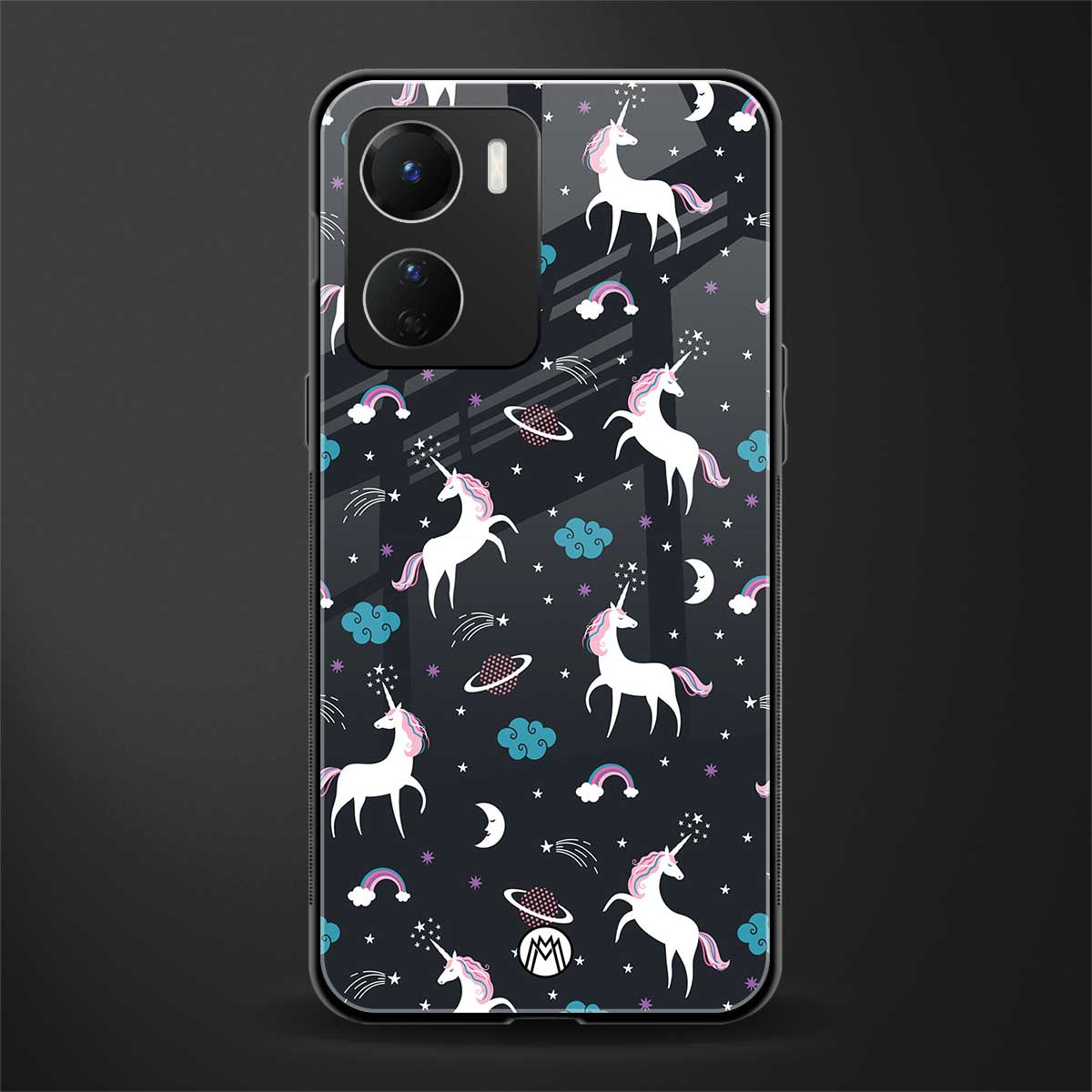 spatial unicorn galaxy back phone cover | glass case for vivo y16