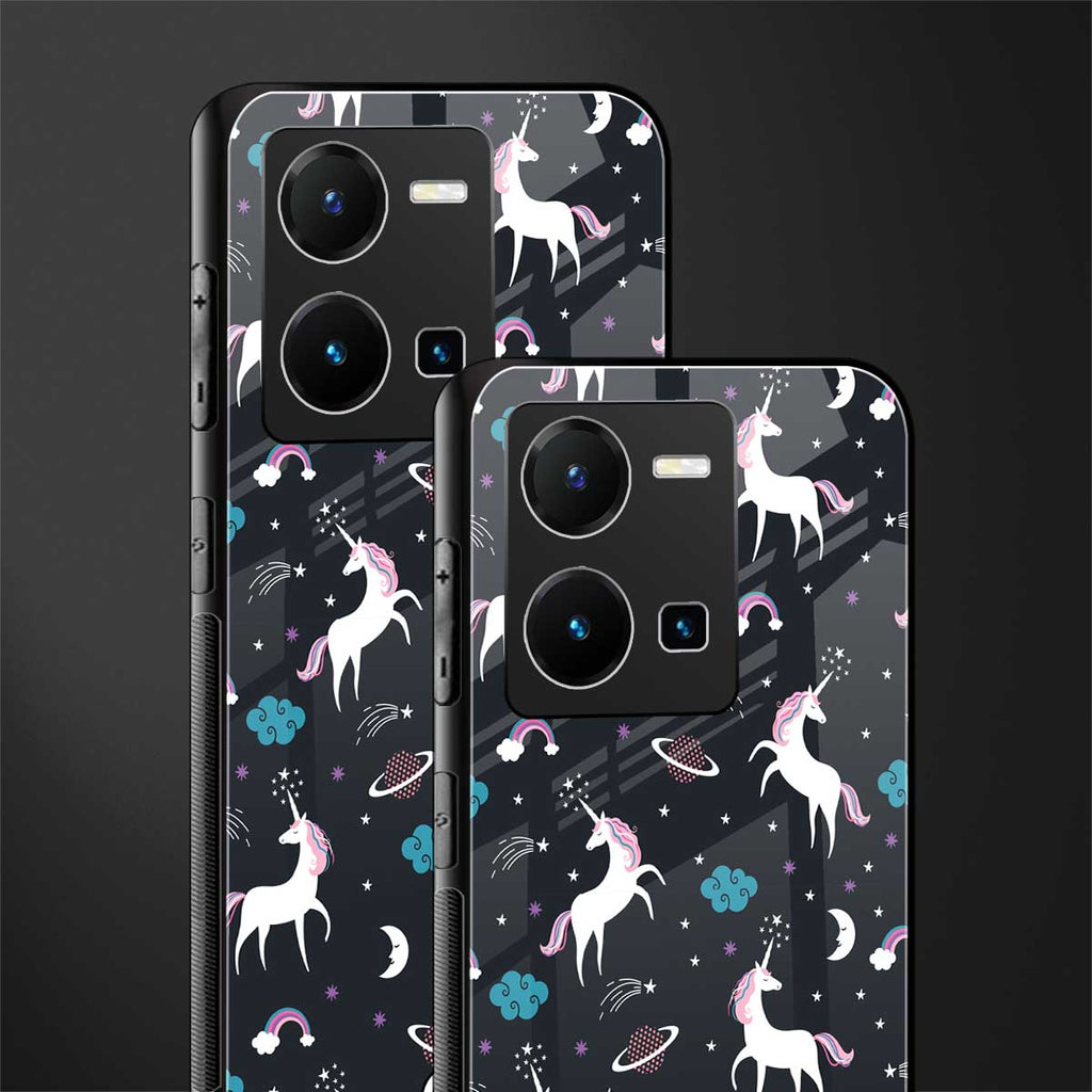 spatial unicorn galaxy back phone cover | glass case for vivo y35 4g