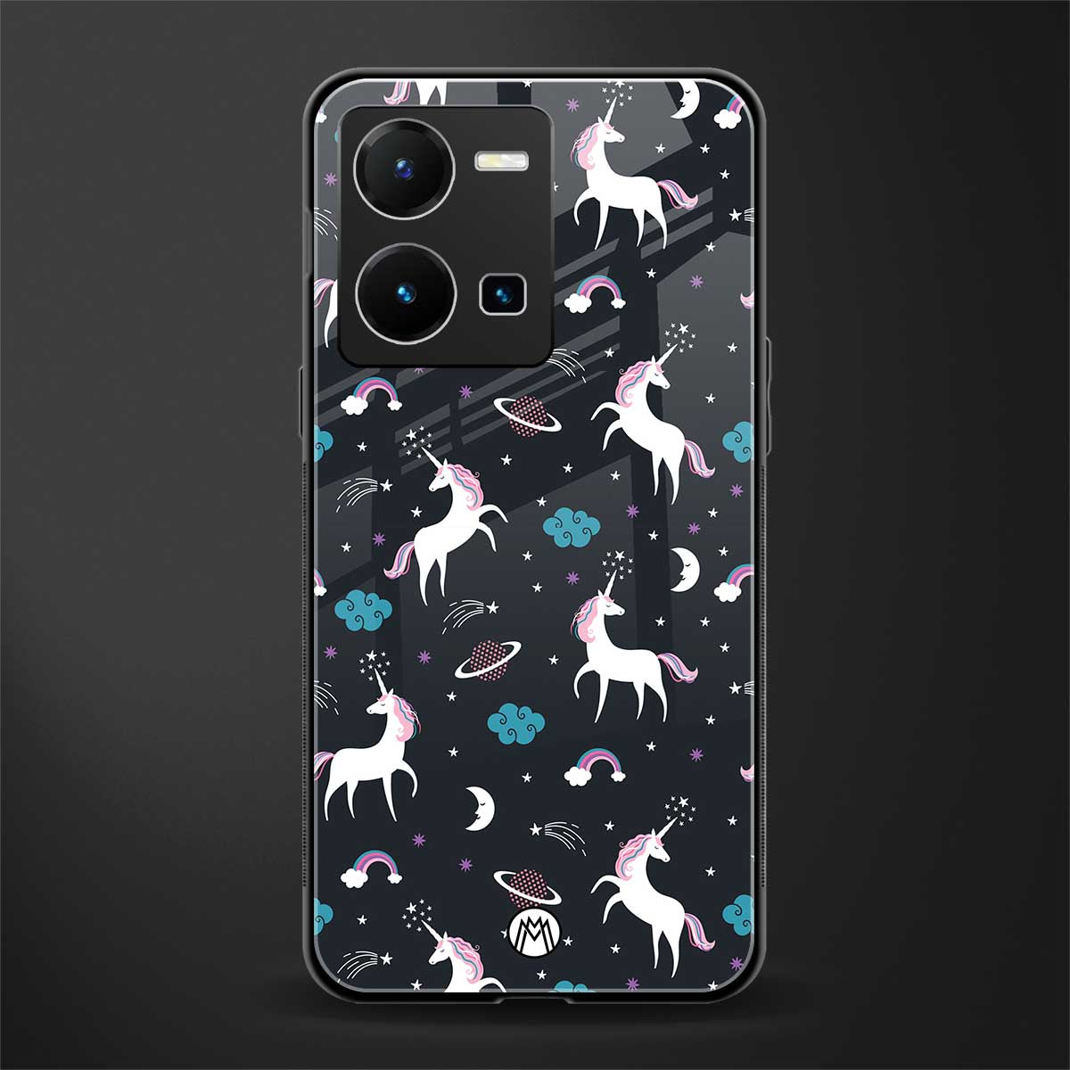 spatial unicorn galaxy back phone cover | glass case for vivo y35 4g