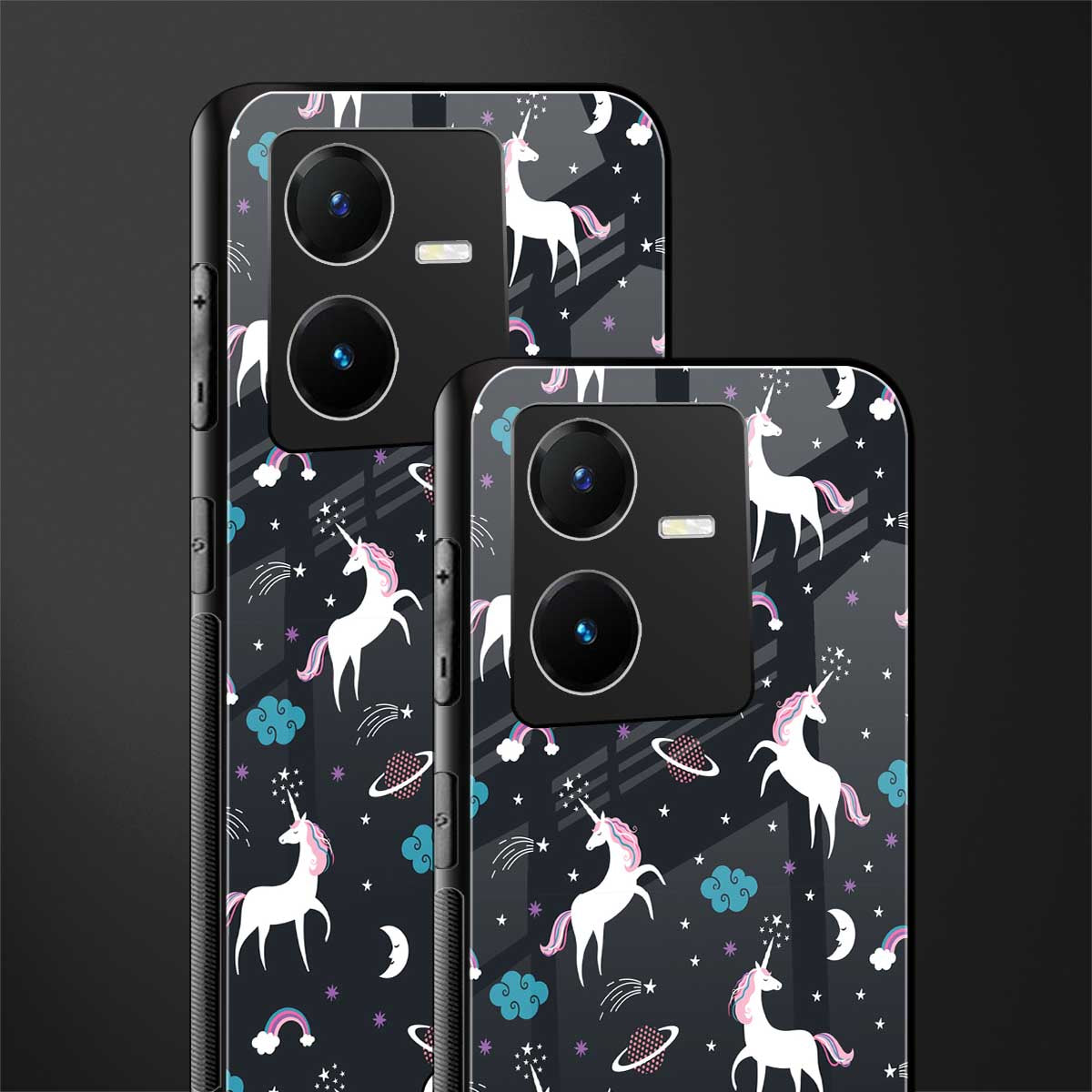 spatial unicorn galaxy back phone cover | glass case for vivo y22
