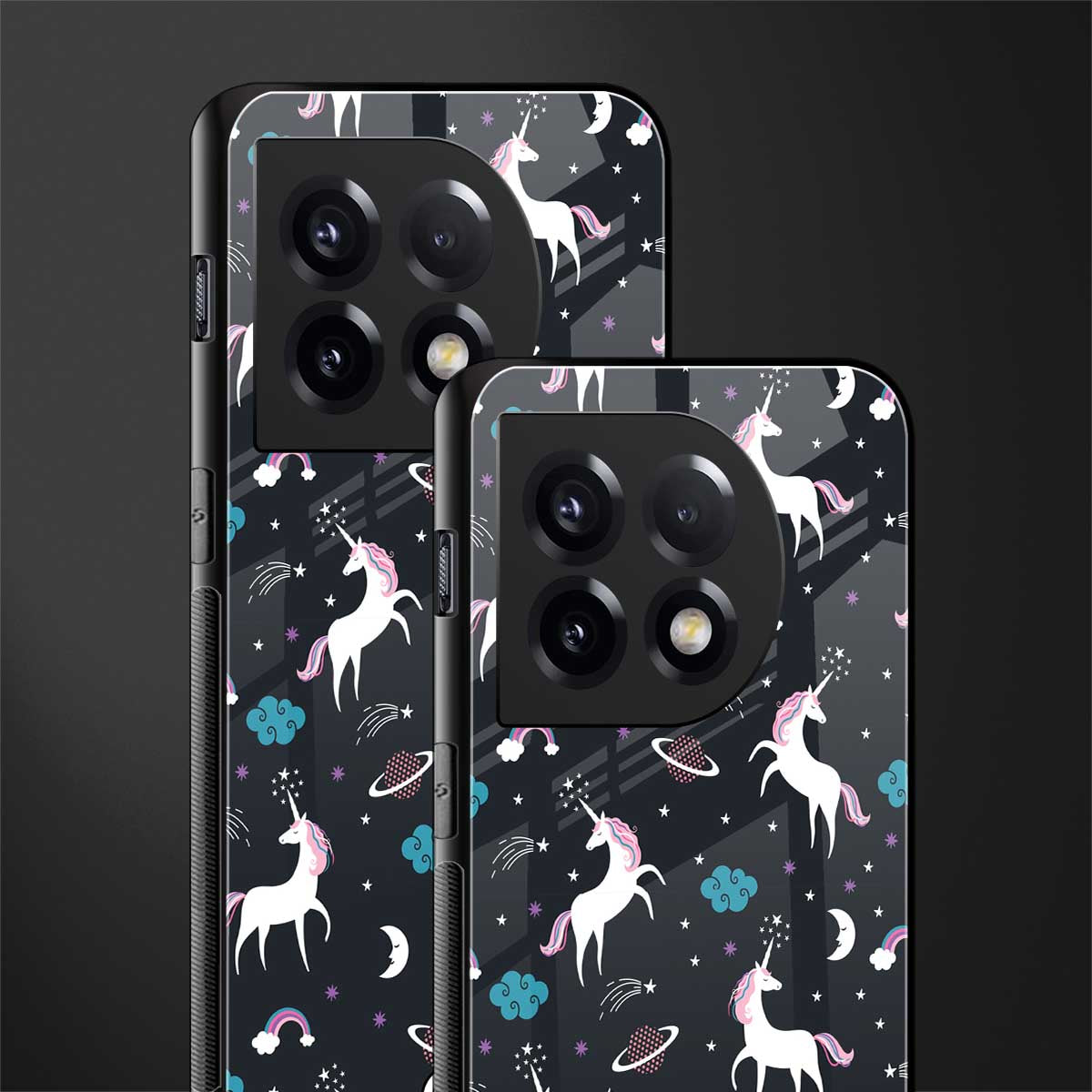 spatial unicorn galaxy back phone cover | glass case for oneplus 11