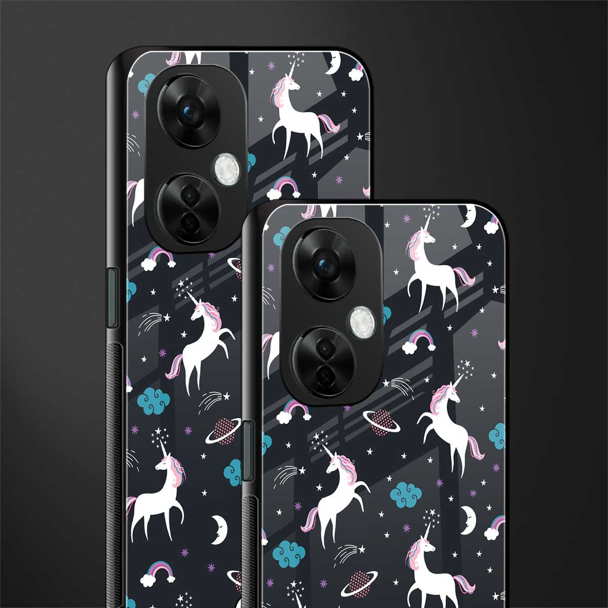 spatial unicorn galaxy back phone cover | glass case for oneplus nord ce 3 lite