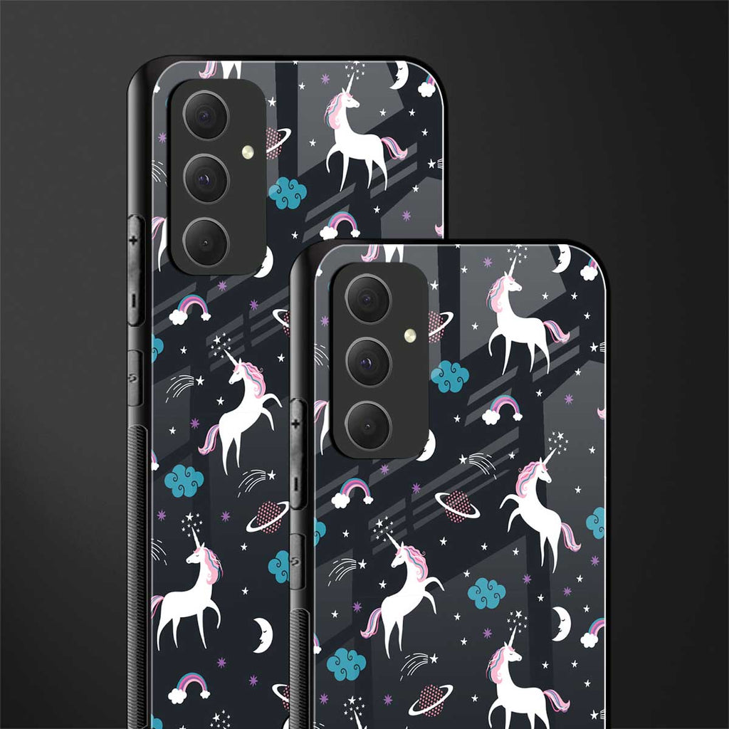 spatial unicorn galaxy back phone cover | glass case for samsung galaxy a54 5g