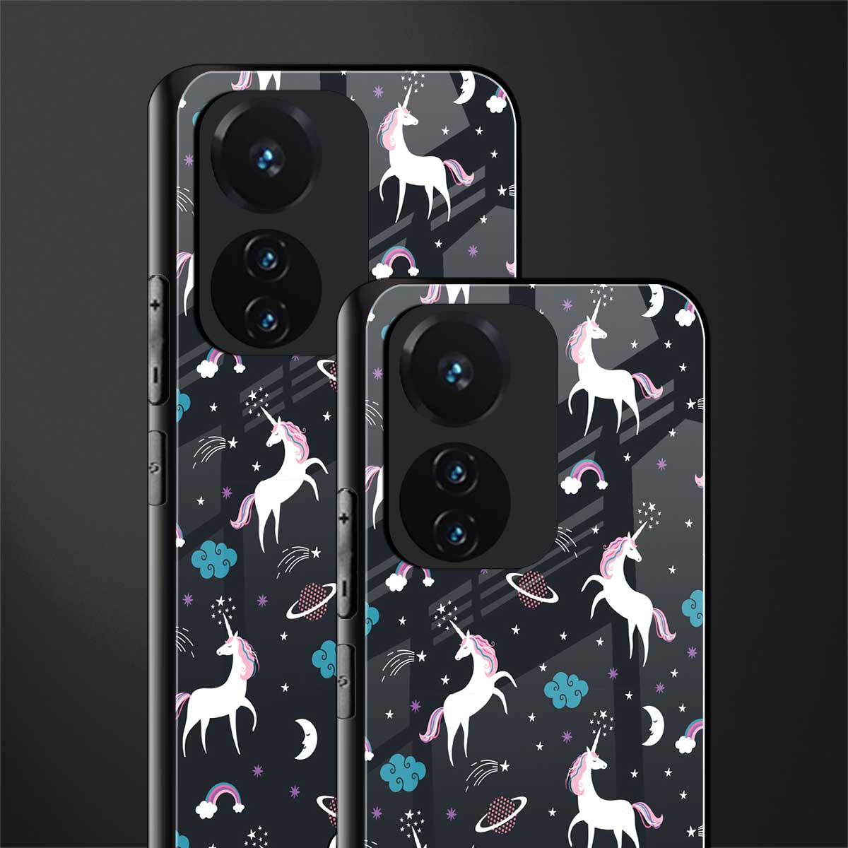spatial unicorn galaxy back phone cover | glass case for vivo t1 44w 4g