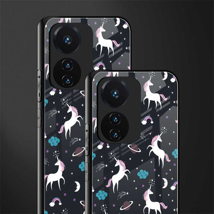 spatial unicorn galaxy back phone cover | glass case for vivo t1 44w 4g
