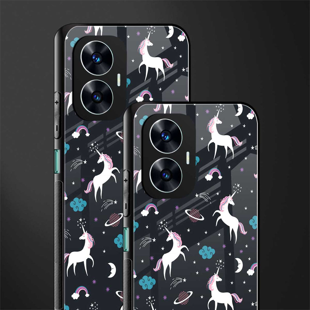 spatial unicorn galaxy back phone cover | glass case for realme c55