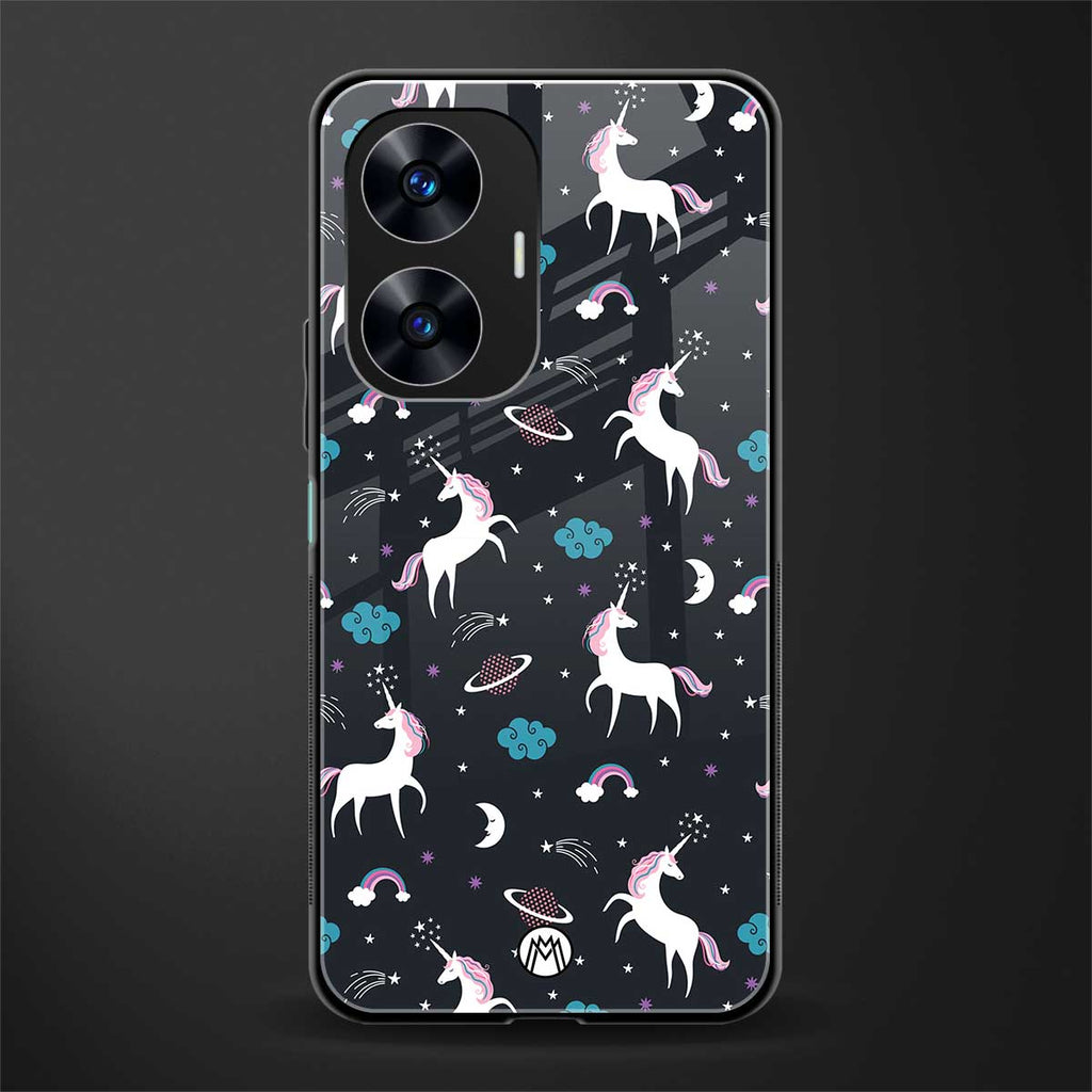 spatial unicorn galaxy back phone cover | glass case for realme c55