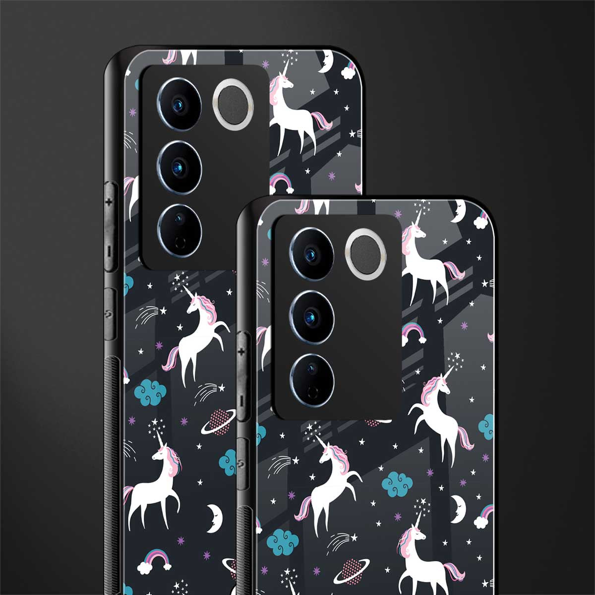 spatial unicorn galaxy back phone cover | glass case for vivo v27 pro 5g