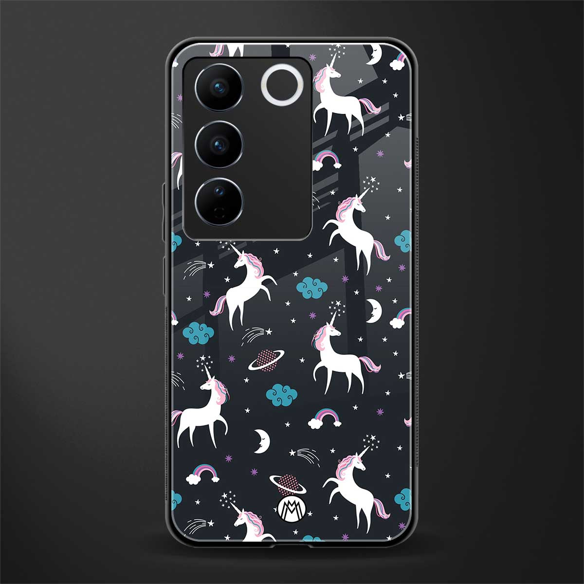 spatial unicorn galaxy back phone cover | glass case for vivo v27 pro 5g