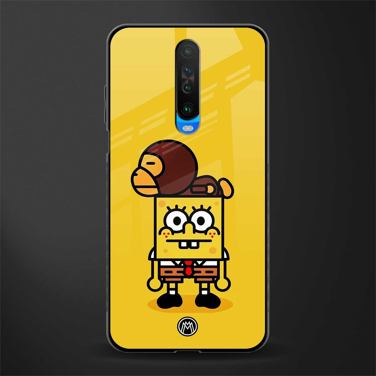 spongebob x bape glass case for poco x2 image