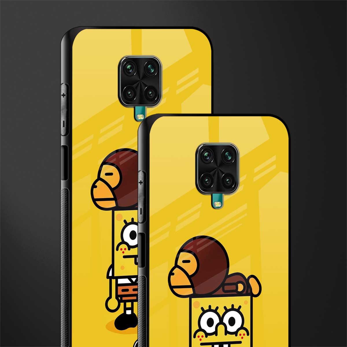 spongebob x bape glass case for redmi note 9 pro max image-2