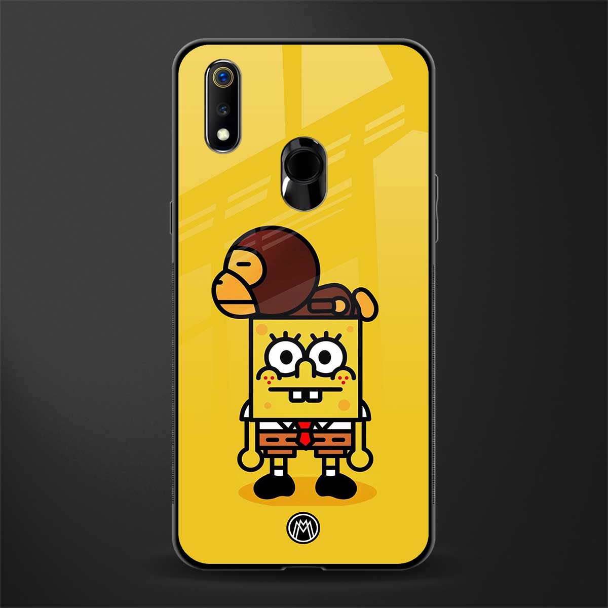 spongebob x bape glass case for realme 3 pro image