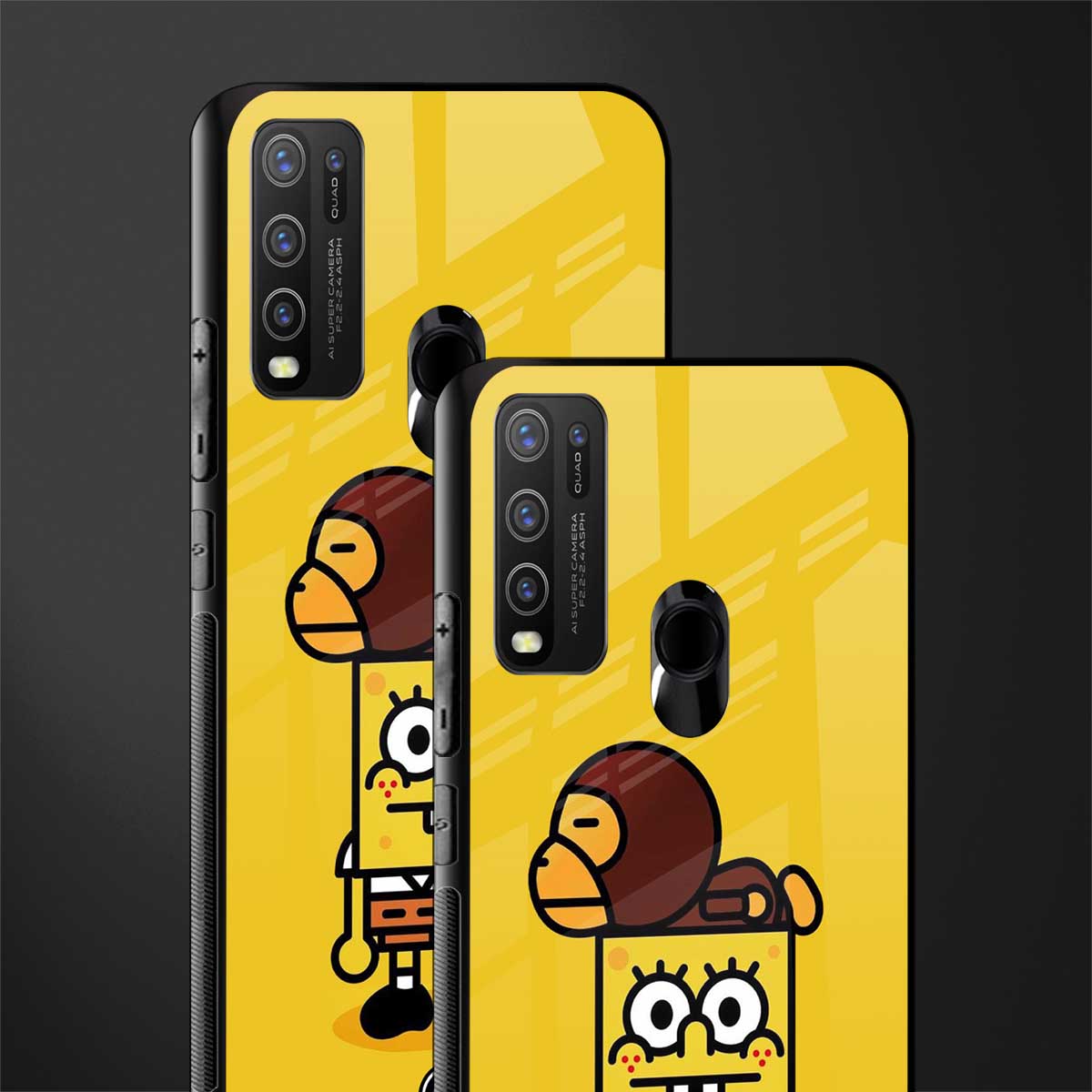 spongebob x bape glass case for vivo y50 image-2