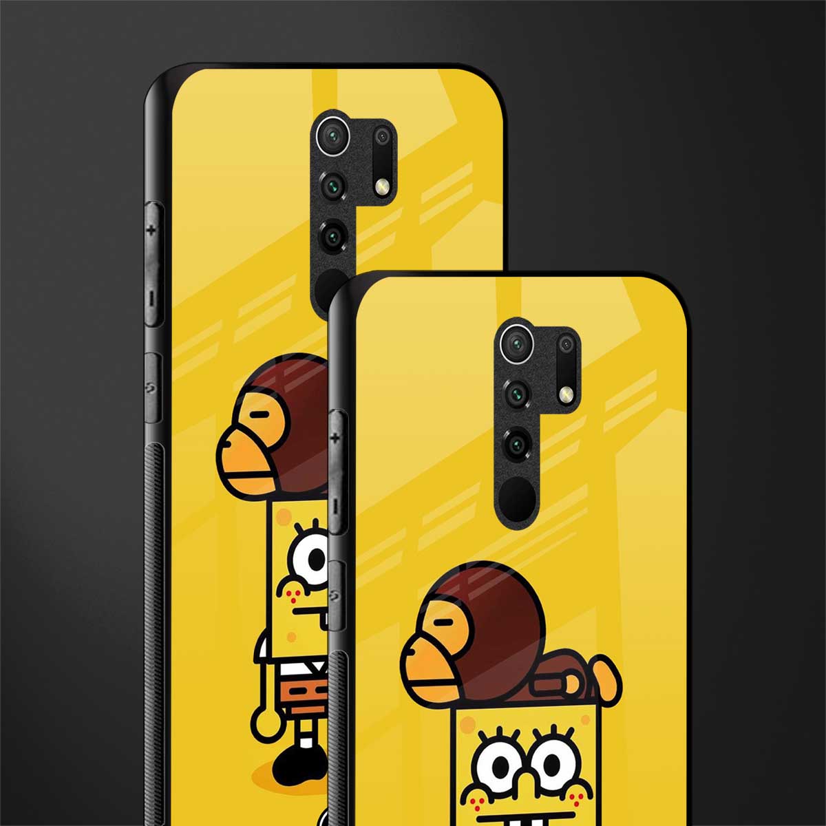 spongebob x bape glass case for redmi 9 prime image-2