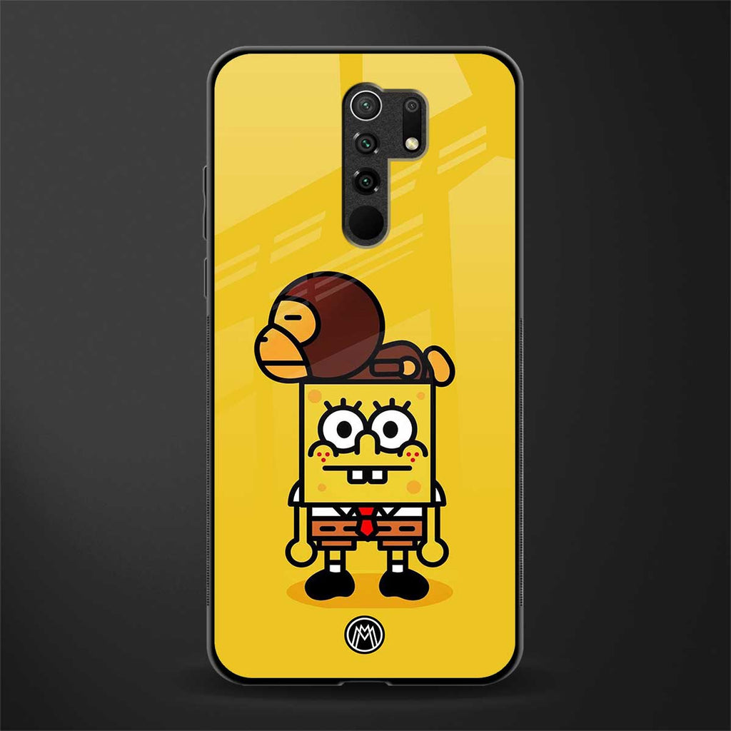 spongebob x bape glass case for redmi 9 prime image