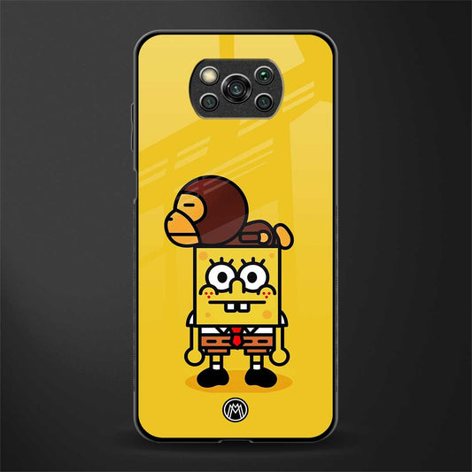 spongebob x bape glass case for poco x3 image