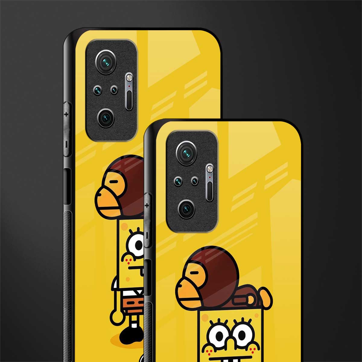 spongebob x bape glass case for redmi note 10 pro max image-2